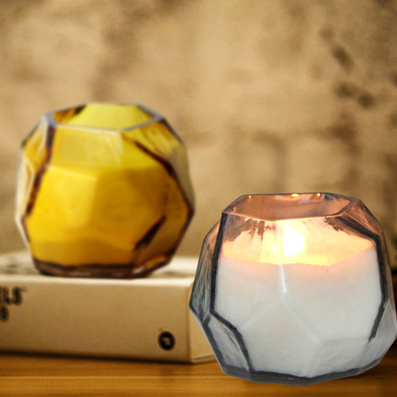 Wholesale private label customized luxury Irregular shaped glass scented candle with different sizes and colors